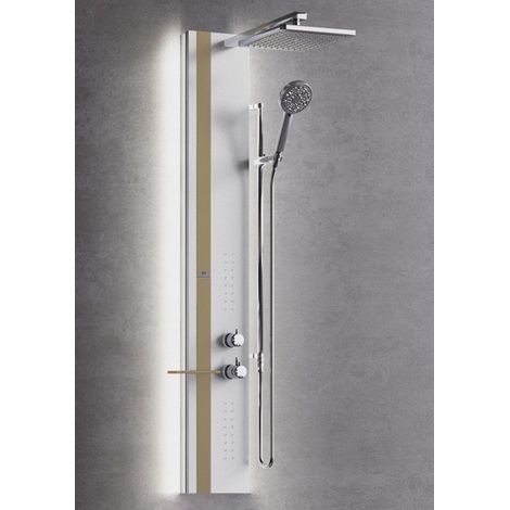 Colonne de douche hydromassante avec LED NOVELLINI LINE 2 blanc 150cm-Blanc-Blanc-- (1/5)