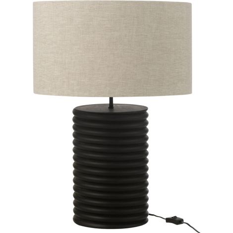 Lampe à Poser Filetage en Bois "Ailanthus" 70cm Noir (1/5)