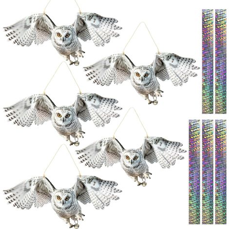 Epouvantail Oiseaux Exterieur, 5 Pièces Repulsif Effaroucheur Oiseaux Exterieur, Pics Anti Pigeons Pour Balcon, Plat Plastique Faux Hibou Effaroucheur Pigeons, Corbeau Anti-Pigeon Epouvantail a Jardin
