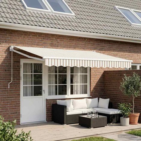 vidaXL Auvent rétractable Gris clair et blanc 4,5 × 3 m