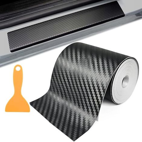 Film Carbone Voiture, 10cm x 300 cm Protection Seuil de Porte, Autocollant Pour Avec Grattoirs, Résistant aux Rayures, Imperméable, Convient à la Plupart des (1/5)
