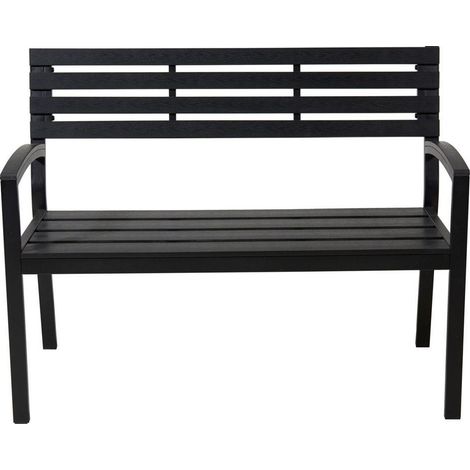 PROGARDEN banco de jardin poliuretano negro 115x55x85 , Banco de jardín de poliuretano negro 115 x 55 x 85 cm, un asiento exterior práctico y resistente, ideal para decorar y equip (1/2)