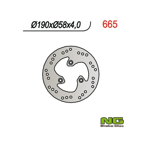 Disco de freno trasero profesional NG 190x58x4 mm para scooters de 50 cc