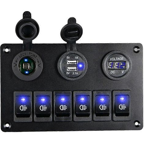 Panneau de commande à 6 positions adapté aux camping-cars, camions, bateaux et SUV, avec affichage numérique LED 12V-24V. (1/4)