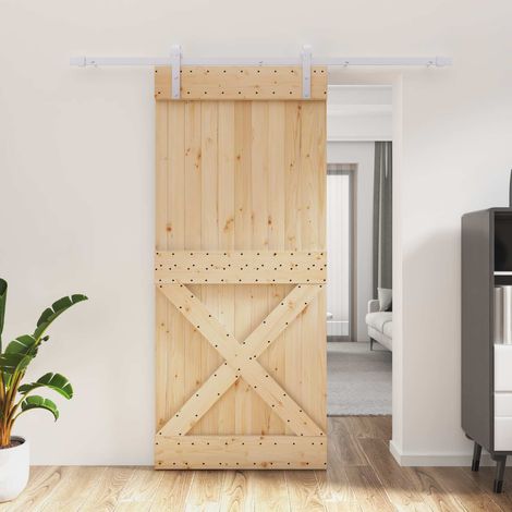 vidaXL Porte coulissante Naturel et Blanc 90 x 210 cm (1/4)