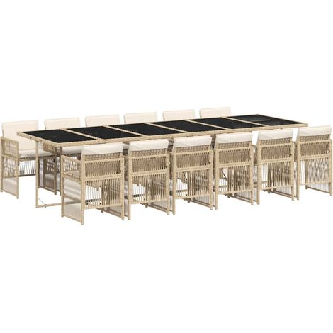 Maison Exclusive - 13-tlg. Garten-Essgruppe mit Kissen Beige Poly
