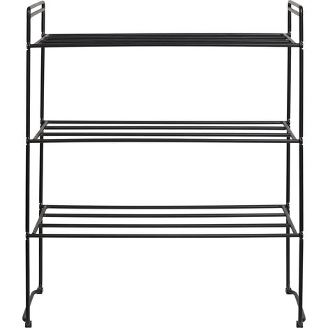 Scarpiera Swansea a 3 ripiani in acciaio nero 49,5×25×60 cm