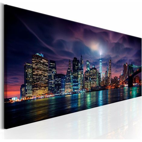 Tableau ville sombre de new york - 135 x 45 cm (1/4)