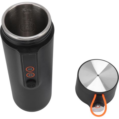 460 ml elektrischer Auto-Thermobecher aus schwarzem Edelstahl (12 V/24 V Zigarettenanzünder) – Auto-Thermobecher – Reise-Wasserkocher (1/5)
