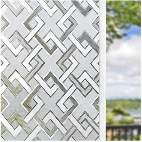 Film Occultant Fenêtre – Film Fenetre Décoratif pour Bureau Maison 45x200CM – Film pour Vitre Motif Carré – Brise Vue Anti UV (1/5)