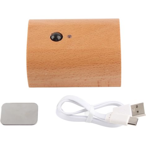 Ortviai Applique murale LED en bois de hêtre avec capteur de mouvement et lumière crépusculaire, rechargeable USB (1/5)