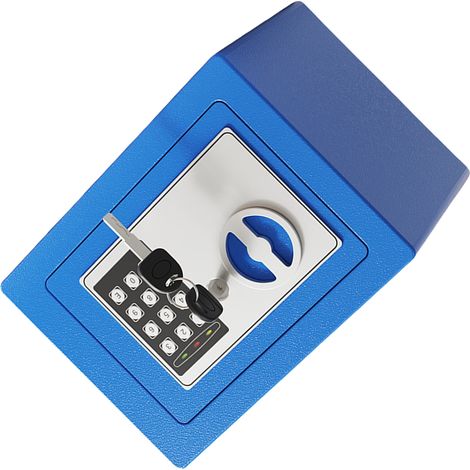 Coffre-fort mural ignifugé et étanche + pochette pour documents avec clavier et 2 clés de rechange - Sécurité numérique pour documents, argent, or, bijoux et objets de valeur - Bleu (0,17 pied cube) (1/5)