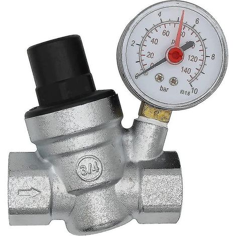 Réducteur de pression d'eau DN20, régulateur de pression d'eau 3/4 pouce avec manomètre (1/4)