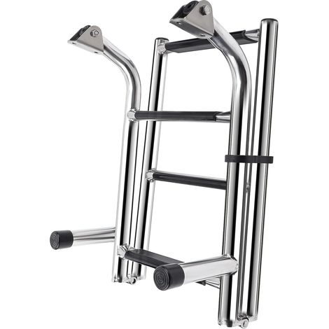Échelle de Bateau à 4 Marches, Échelle de Pont de Natation Echelle Piscine Hors Sol INOX Pliable pour Bateau, Yacht, Piscine (1/5)