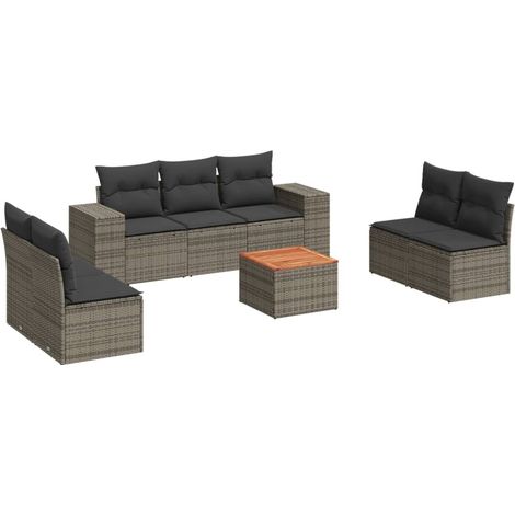 Maison Exclusive - 8-tlg. Garten-Sofagarnitur mit Kissen Grau Pol