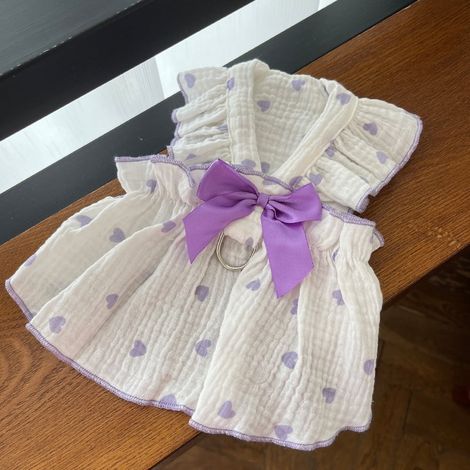 Jupe Pour Animal De Compagnie - Imprimé Cœur - En Coton Doux - Pour Chat Et Chien - Taille XL - Violet (1/4)