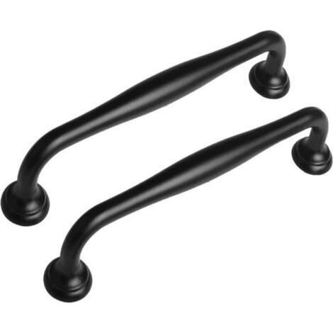 Lot de 10 poignées d'armoire noires vintage pour tiroir, poignées de commode, poignées de porte d'arc incurvées (10, trou central 96 mm) (1/4)