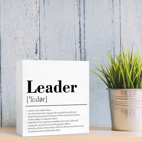 Cadeaux pour patron et leader, panneau en bloc en bois avec définition, décoration de bureau, cadeau de remerciement, cadeau de départ et d'adieu pour patron et leader (1/5)