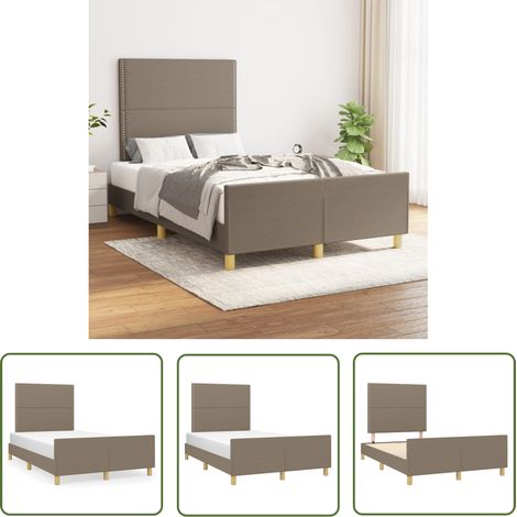 The Living Store Cadre de lit sans matelas taupe 120x200 cm tissu - Cadre De Lit - Lit Double - Lit Avec Têted'appui - Literie - Meubles De Chambre (1/5)