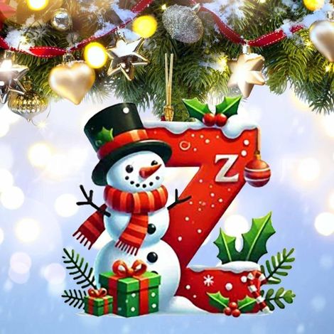 Irovami Pendentif décoratif plat en acrylique pour Noël, décoration pour sapin de Noël et maison Z