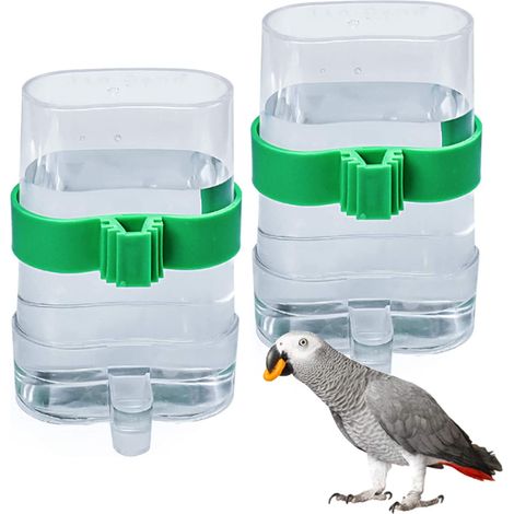 2 Pièces Mangeoire et Abreuvoir Automatique pour Oiseaux - Distributeur d'Eau en Plastique pour Cage - Convient aux Perroquets et Petits Animaux (1/5)