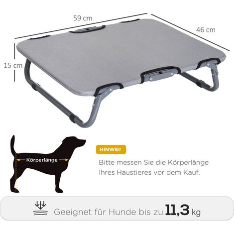 Lit d'extérieur pliable pour chien, lit surélevé pour petits chiens, lit rafraîchissant pour animaux avec structure en acier, idéal pour le camping, 59 x 46 x 15 cm, gris (1/5)