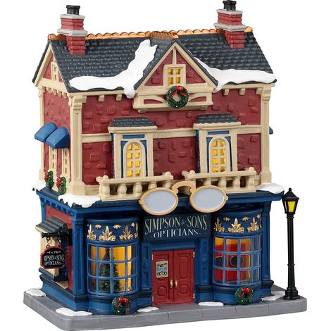 Decorazione "Simpson & Sons Opticians" per Villaggio di Natale e presepe, in Porcellana da h 13 cm (1/4)