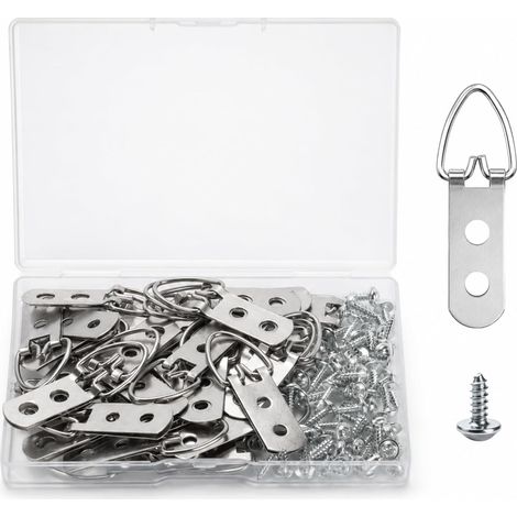 32 Pcs Accroche Tableau, Anneaux en D, Attache Cadre Mural, Attache Tableau (1/5)