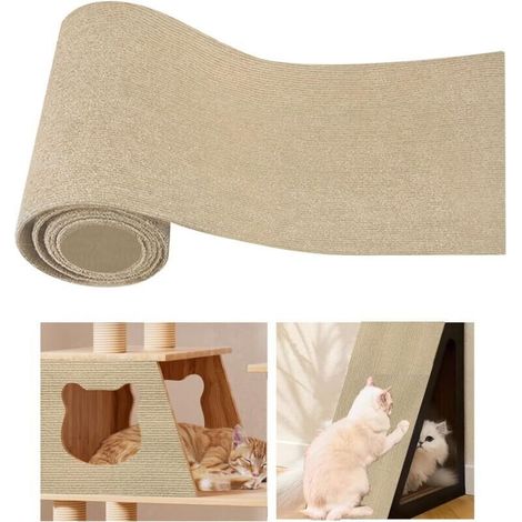Griffoir autocollant pour chat 200 cm x 40 cm, à monter soi-même, avec manche en bois. (1/4)