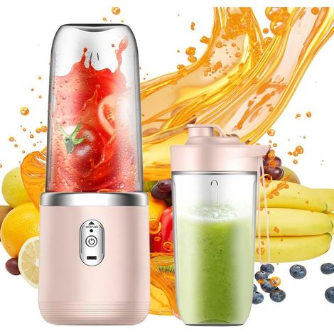 Mixeur Portable, 400ML Mélangeur Portable Smoothie Maker, Mélangeur Pour Smoothies, Rechargeable USB Blender Smoothie Portabl Avec 6 Lames Et Couvercle De Voyage Pour Jus De Fruits, Smoothies (1/5)