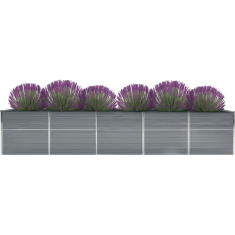 Jardinière de jardin - Balconnière à fleurs Lit surélevé de jardin Acier galvanisé 400x80x45 cm Gris BV902899 - BonneVie (1/5)