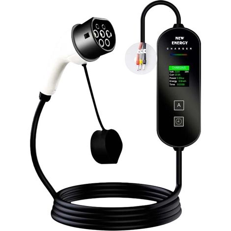 Chargeur portable pour voiture électrique 32 A / 7 kW / sans prise / 5 m / LCD - EV Type 2
