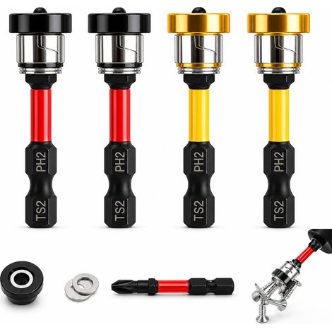 4PCS Embouts PH2 Magnétiques 1/4" pour Placo, Embout Visseuse Placo 50 mm Embout Tournevis à Positionnement magnétique Précis pour Plâtre et Cloisons Sèches, pour Visseuse sans Fil et Perceuse à Main (1/5)
