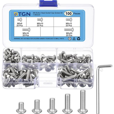 Kit de 100 Vis à Tête Creuse M5(D) en Acier Inoxydable 304 Avec Clé S3 (1/5)