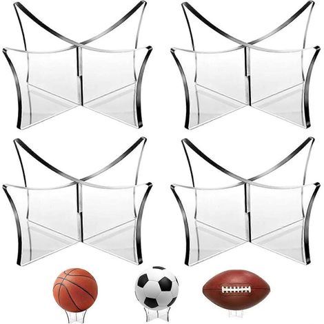 Support pour ballons, présentoir pour ballons de basket-ball, présentoir pour ballons de football (4 pièces), acrylique (1/5)