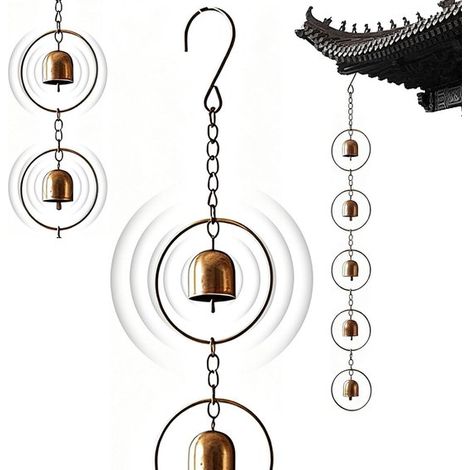 Chaîne de pluie - Carillon de pluie en métal - Drain décoratif pour gouttière - Chaîne de récupération d'eau de pluie (1/5)