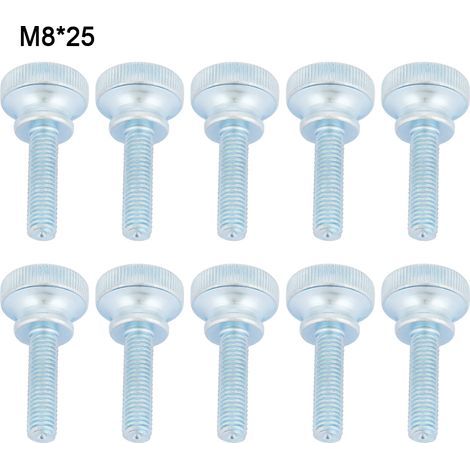 10 pièces Boulons à tête moletée plate en acier au carbone zingué M8, vis à oreilles (M8x25) (1/5)