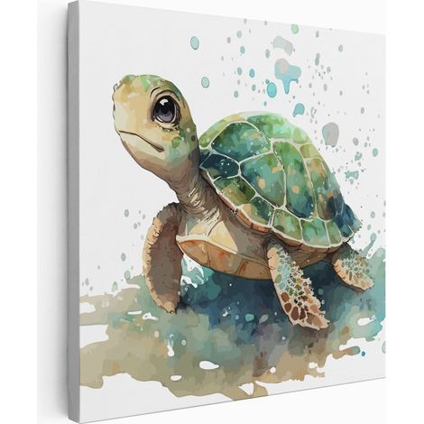 Tableau toile Enfants Carré - Tortue - 80x80 cm (1/2)