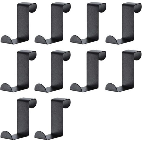 Crochets réversibles en acier inoxydable noir pour porte, placard, garde-robe, cuisine, salle de bain, chambre, noir (1/5)