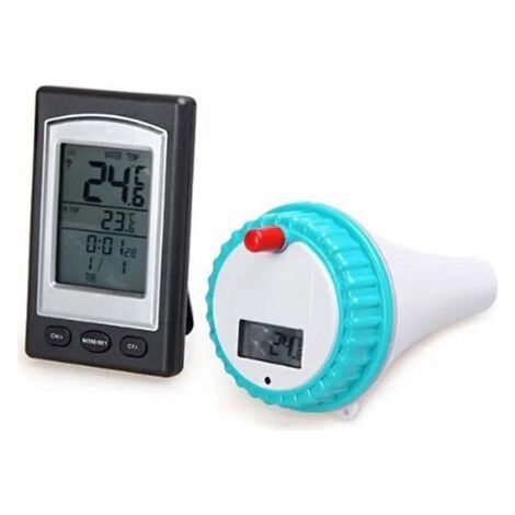 Thermomètre numérique flottant sans fil pour piscines, avec écran LCD, étanche, noir, pour mesurer la température de l'eau des piscines et des spas.-AquaForge