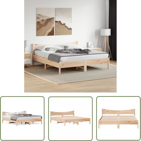 The Living Store Massivholzbett ohne Matratze 180x200 Kiefernholz - Holzbett - Kiefernholzbett - Doppelbett - Massives Holzbett - Bettgestell (1/5)