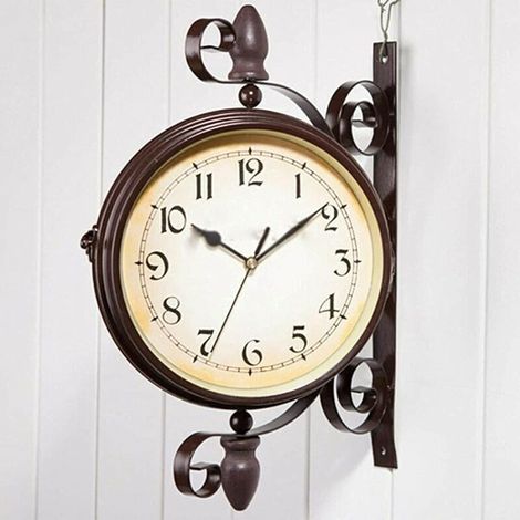 Horloge murale de jardin extérieur Double face Vintage horloge murale extérieure intérieure étanche décoration horloge,de (1/4)