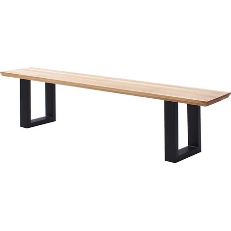Sitzbank 180x40 cm mit Schweizer Kante, U-Gestell, Eiche massiv geölt, PARACATU-06 (1/5)