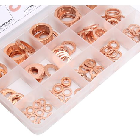 Packung mit 150 flachen O-Ring-Unterlegscheiben mit Kupferdichtringen. (1/5)