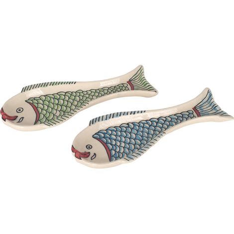 Dekoratives Keramiktablett im Fisch-Design, 2er-Set, ideal für Zuhause, Küche, originelles Geschenk, Bohème-Stil