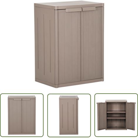The Living Store Armoire de rangement jardin Marron 65x45x88cm PP Aspect de bois - Meuble De Rangement - Armoire De Rangement - Armoire Extérieur - Meuble De Jardin - Rangement Intérieur (1/5)