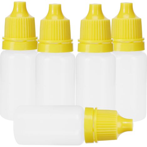 Lot de 50 flacons compte-gouttes vides de 5 ml pour solution oculaire, souples et munis de bouchons, jaunes (1/5)