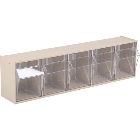 Bloc tiroir incliné 5 tiroirs RS PRO en Plastique, 164mm x 600mm x 133mm ( Prix pour 1 )