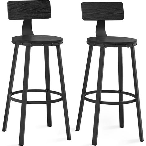 VASAGLE Sgabello da Bar, Set di 2 sgabelli da Bar, sedie da Cucina con Struttura in Metallo, Altezza Seduta 73 cm, Facile Installazione, Design Industriale, Ebano Nero LBC026B56V1 (1/5)