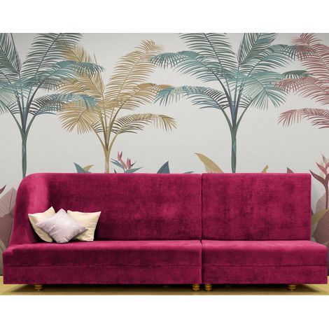 Papier Peint Tropical - Feuillage Illustré - 150 x 250 cm (1/2)